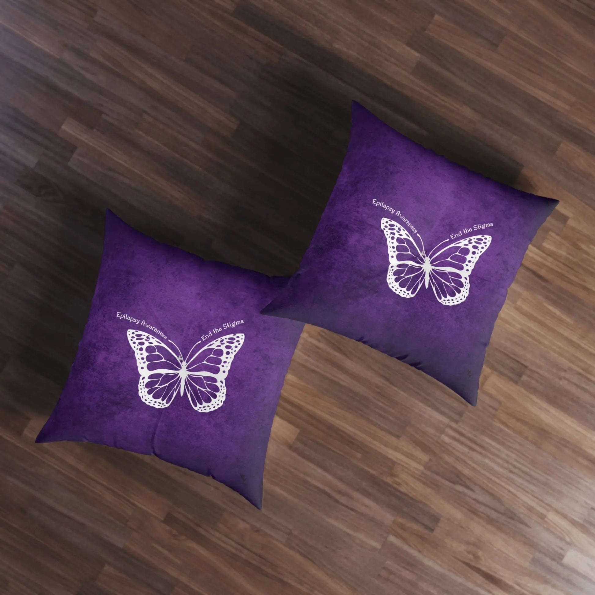 Epilepsy Awareness Butterfly Tufted Floor Pillow - End the Stigma Printify
