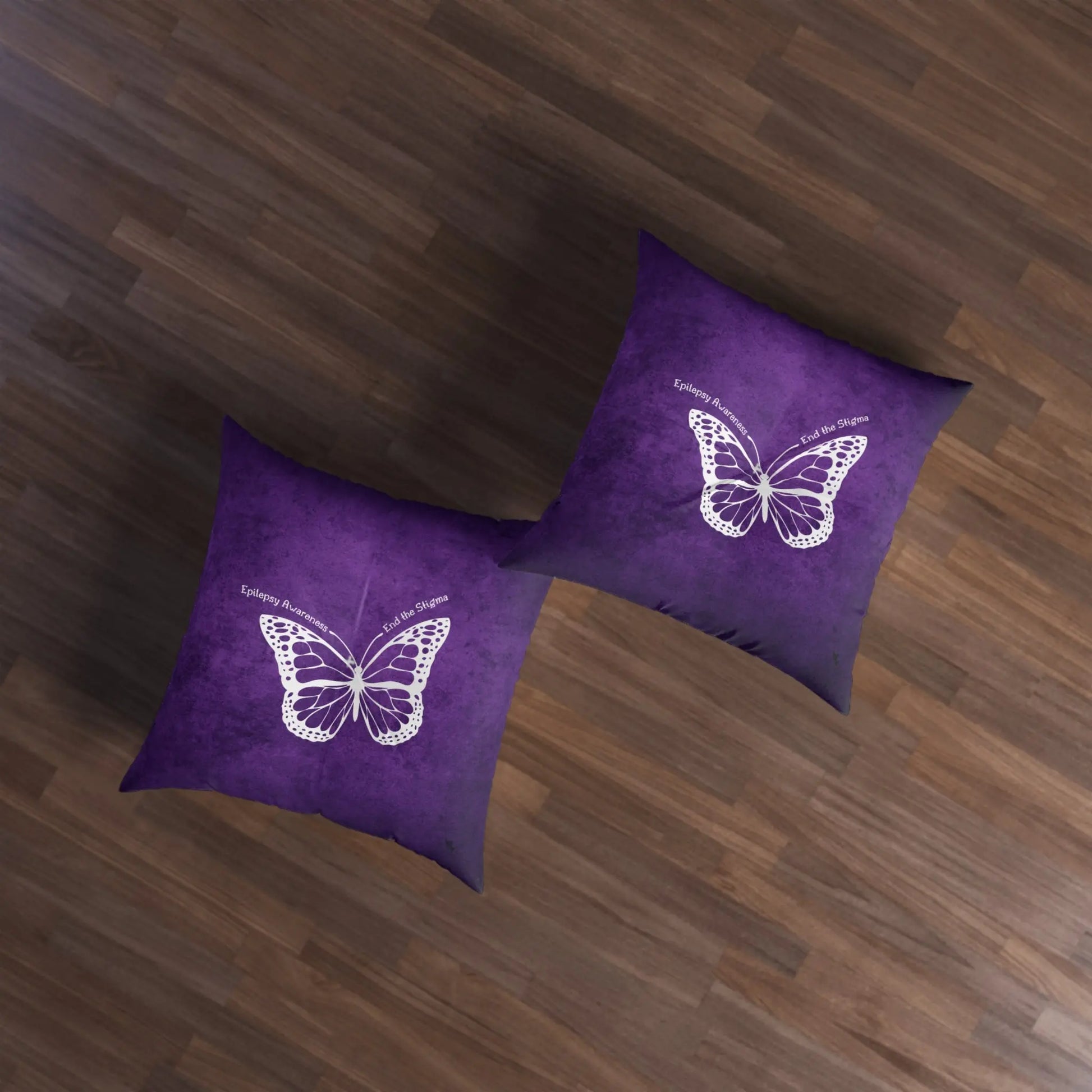 Epilepsy Awareness Butterfly Tufted Floor Pillow - End the Stigma Printify