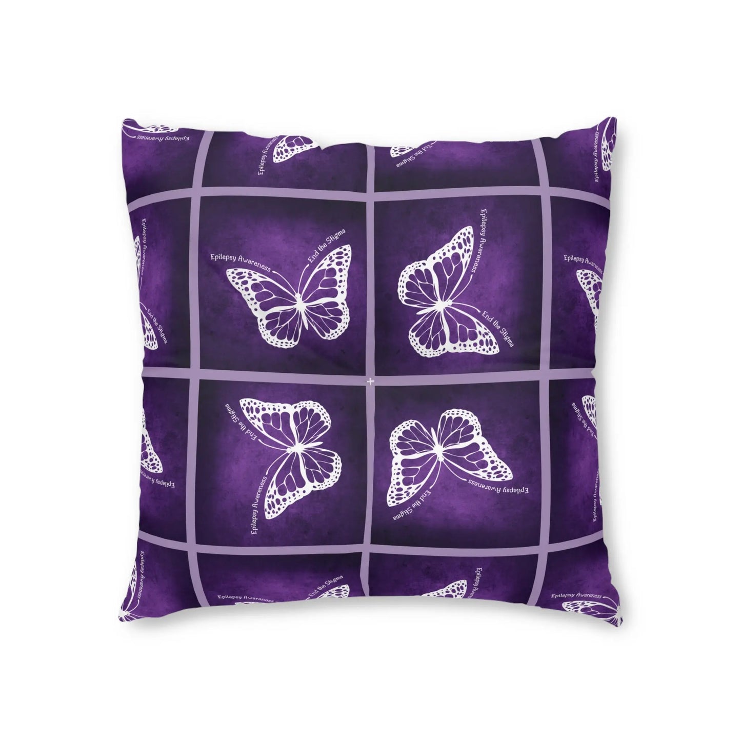 Epilepsy Awareness Butterfly Tufted Floor Pillow Printify