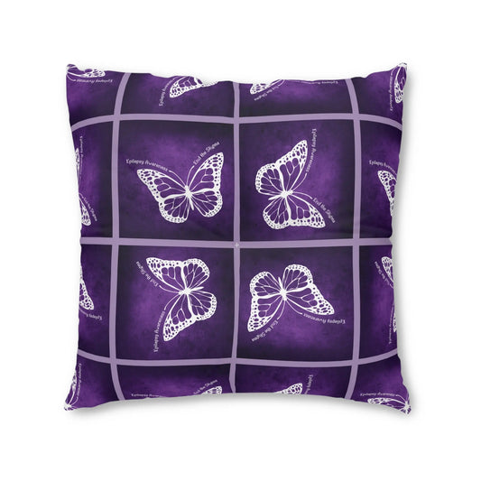 Epilepsy Awareness Butterfly Tufted Floor Pillow Printify