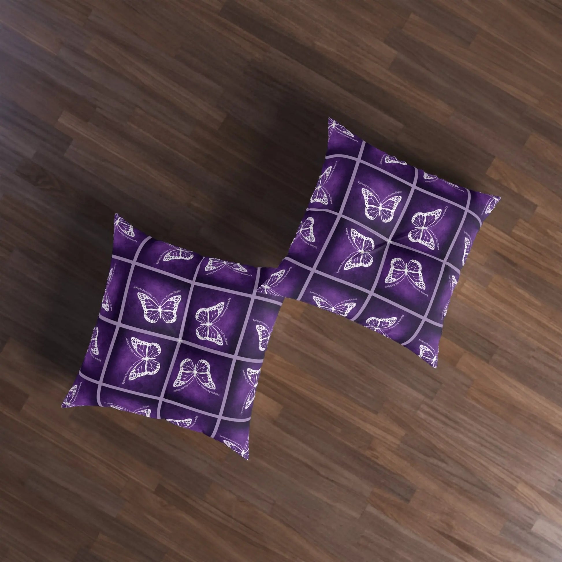 Epilepsy Awareness Butterfly Tufted Floor Pillow Printify
