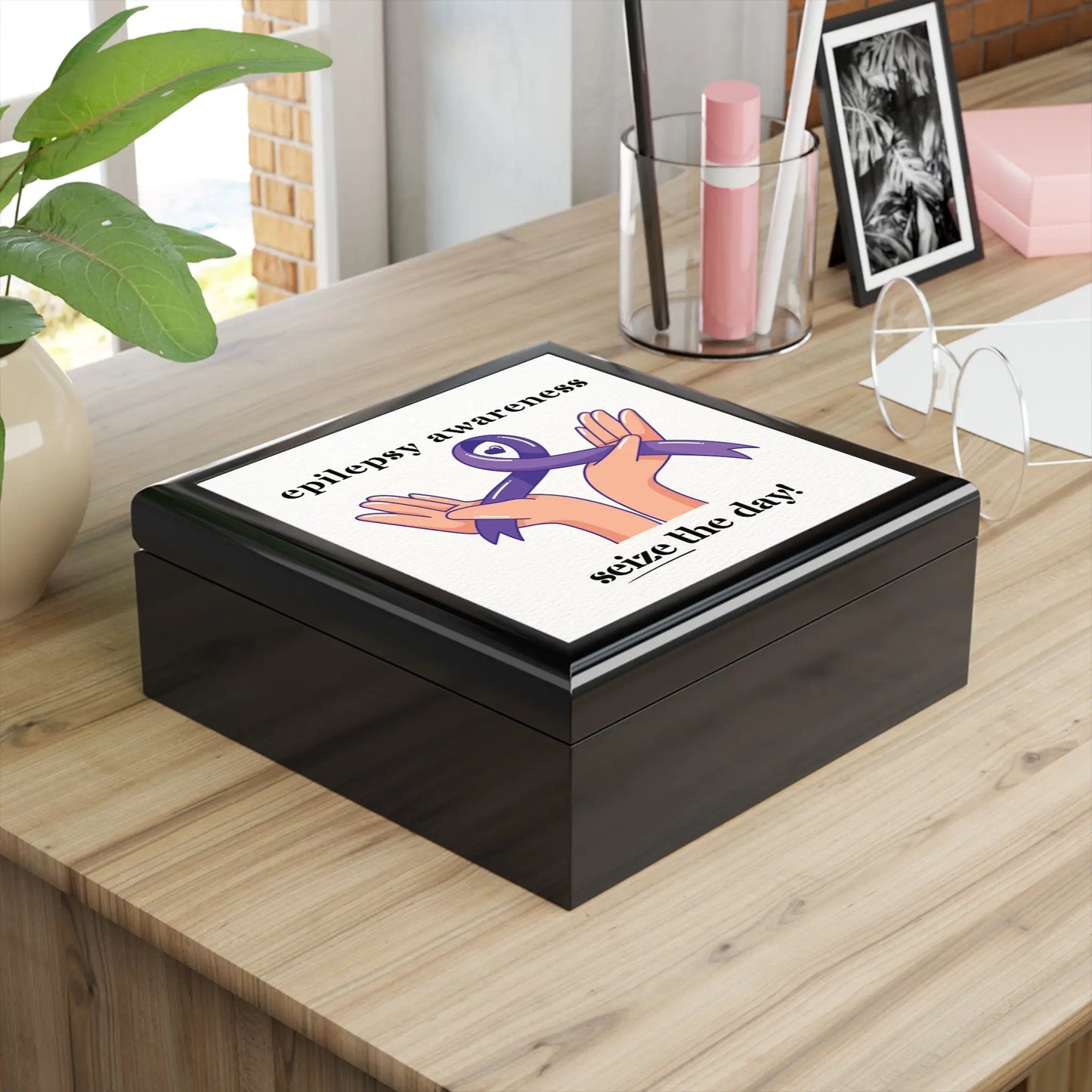 Epilepsy Awareness Jewelry Box - Seize the Day Design Printify