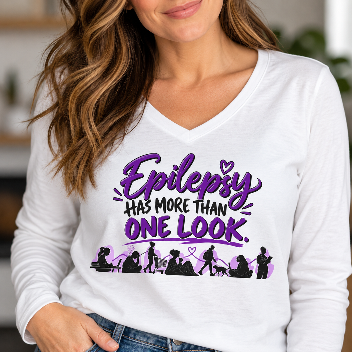 Epilepsy Has More Than One Look Women’s Long Sleeve V-Neck Shirt