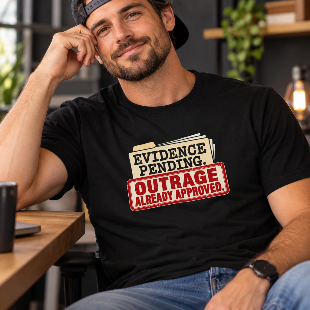 Evidence Pending Outrage Already Approved T-Shirt | Social Media & Internet Humor Tee