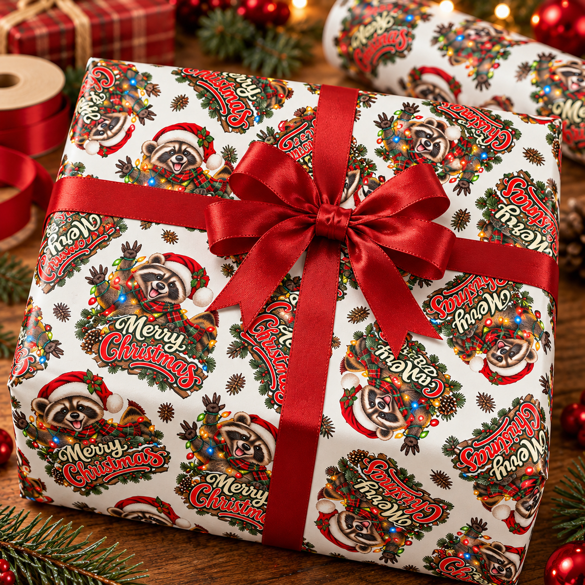 Jimothy the Raccoon Merry Christmas Wrapping Paper | Funny Holiday Gift Wrap