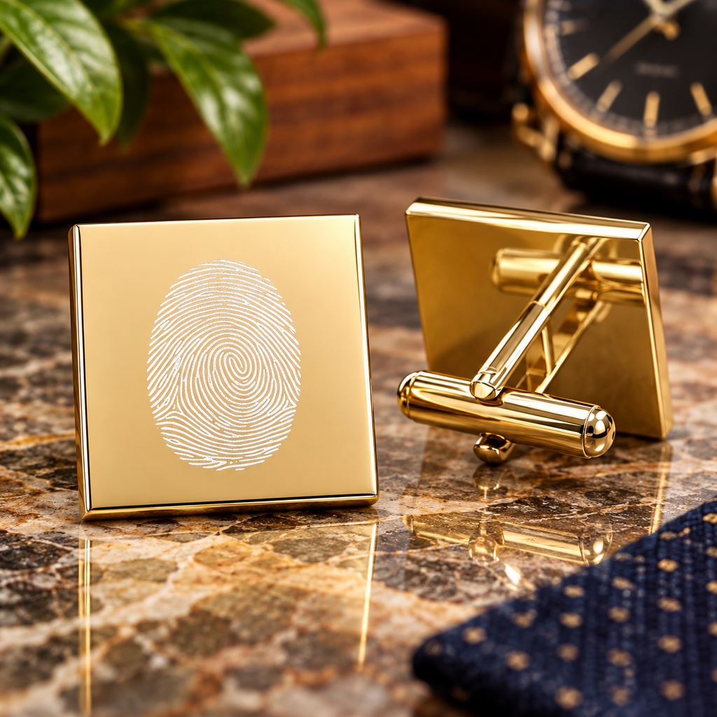 Crime Scene Confidential | Fingerprint Engraved Gold-Tone Cufflinks