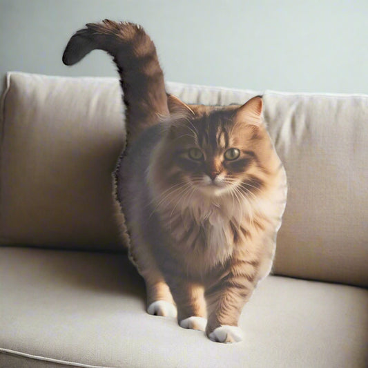 Fluffy Cat-Shaped Pillow Printify