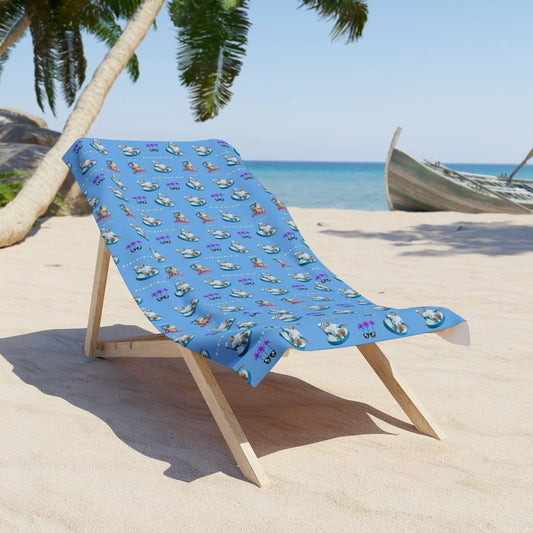Fun Summer Beach Towel with Cute Trump Illustrations Printify