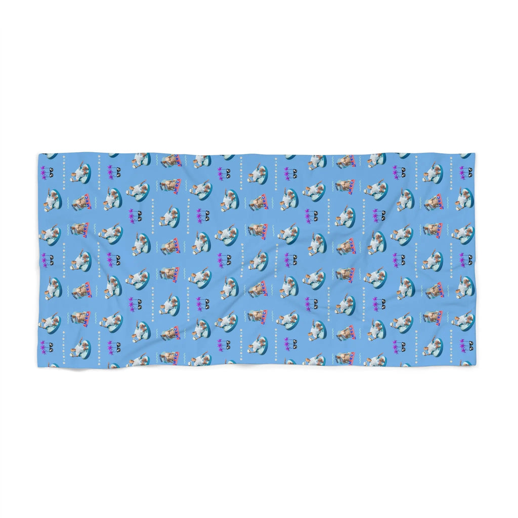Fun Summer Beach Towel with Cute Trump Illustrations Printify