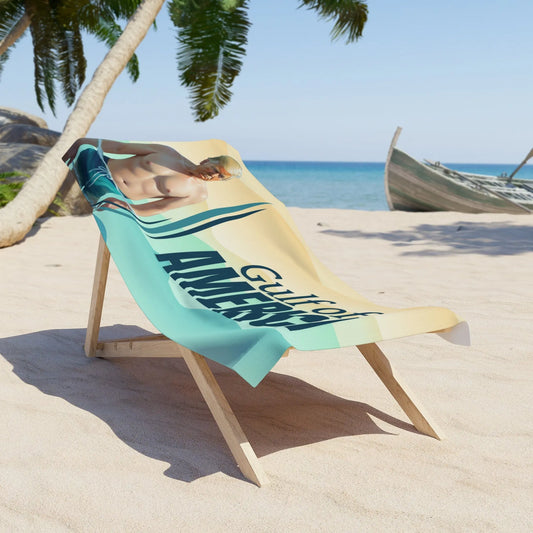 Funny Beach Towel - Gulf of America with Trump Figure Printify