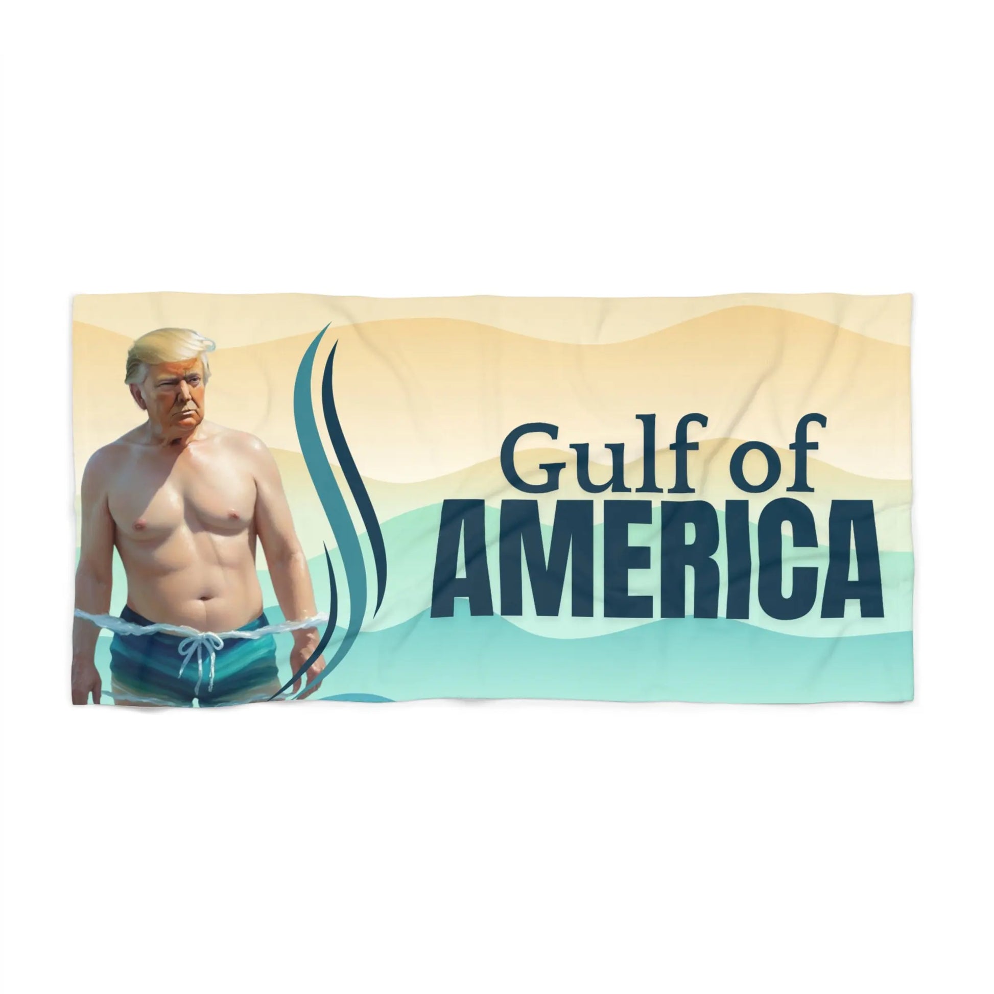 Funny Beach Towel - Gulf of America with Trump Figure Printify