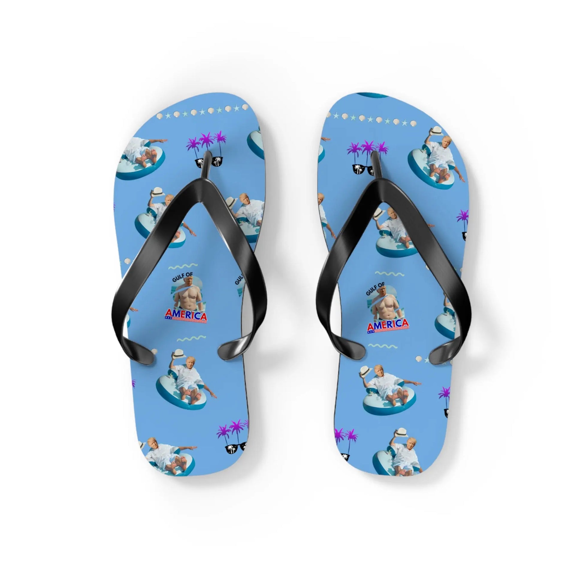 Funny Gulf of America Summer Flip Flops for Beach Lovers Printify