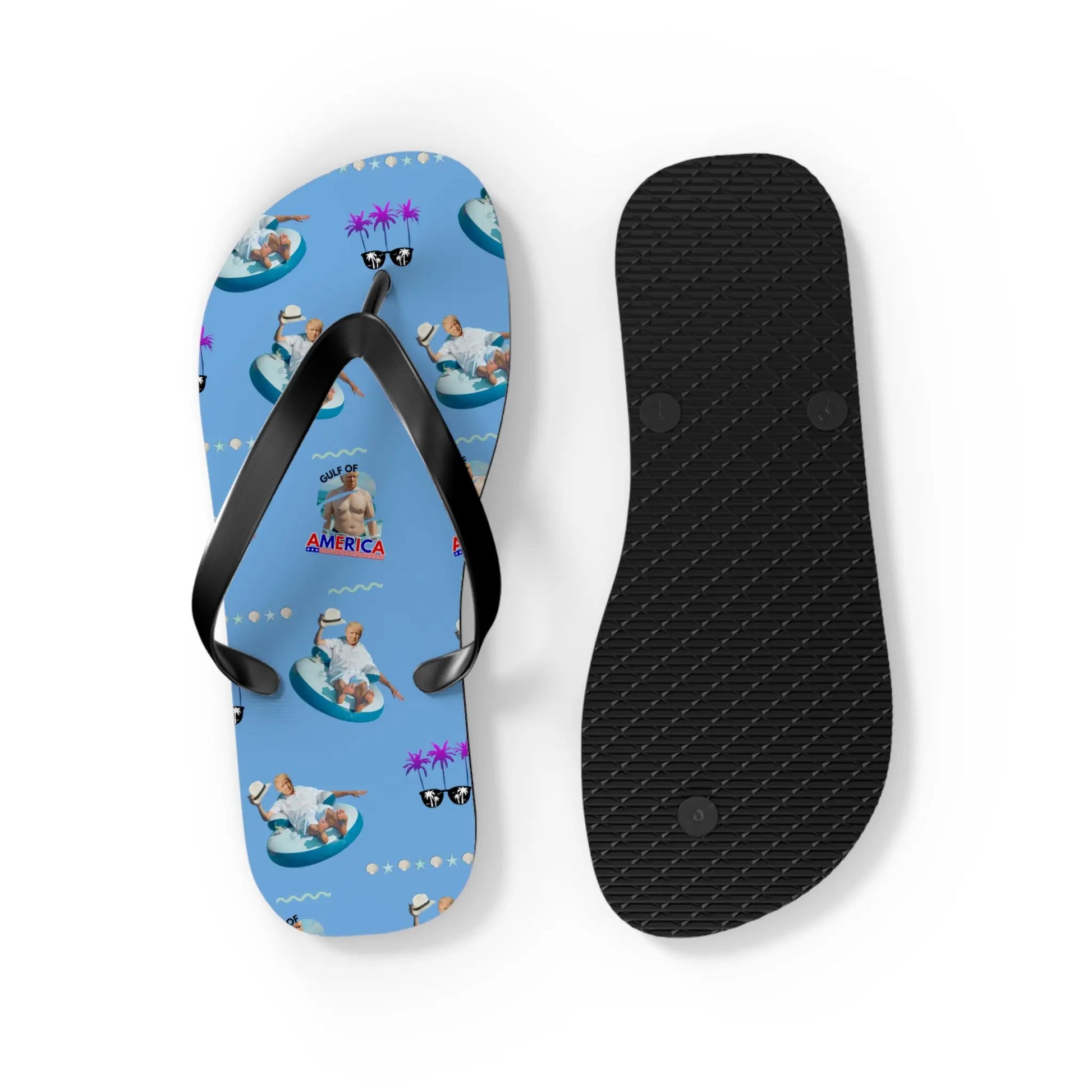 Funny Gulf of America Summer Flip Flops for Beach Lovers Printify