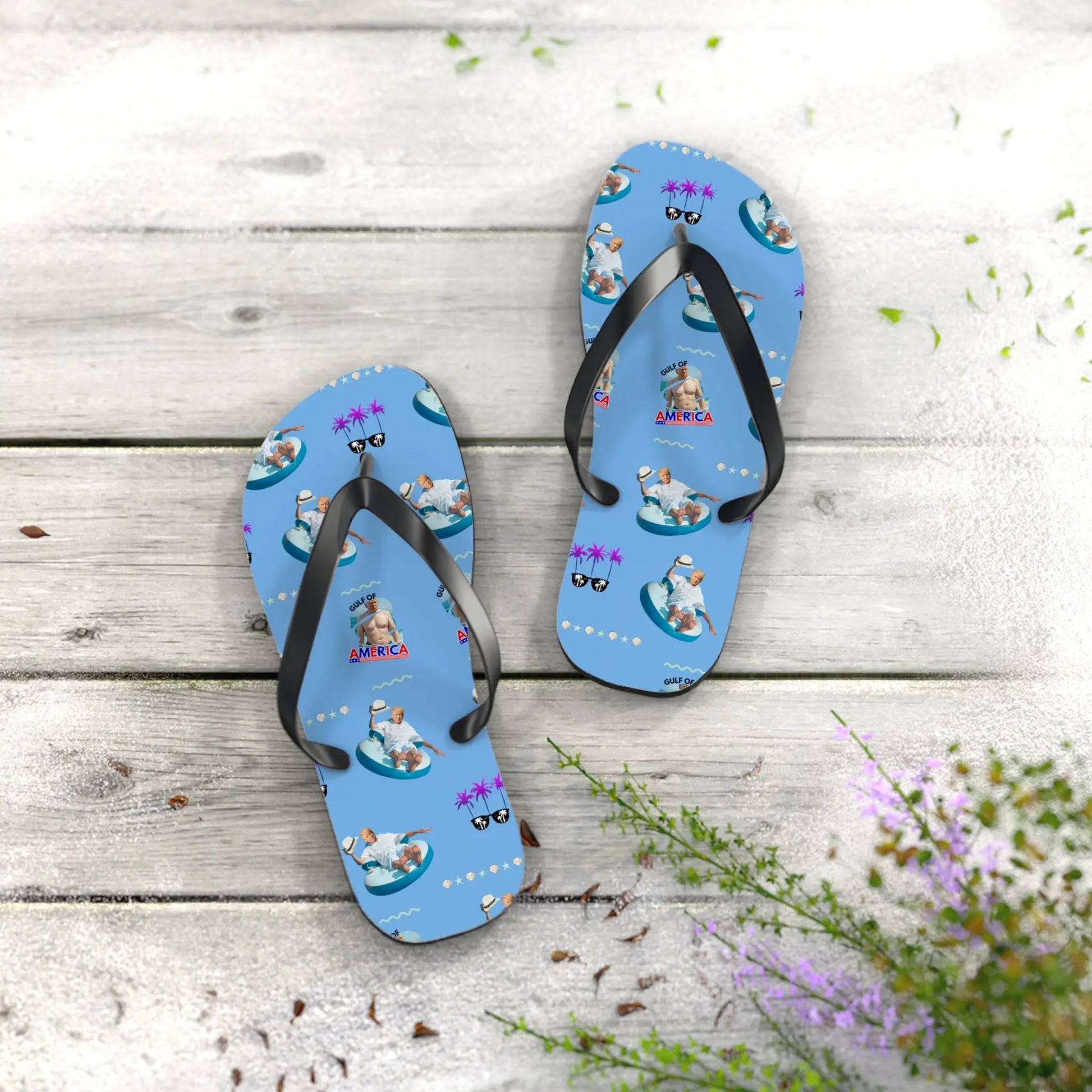 Funny Gulf of America Summer Flip Flops for Beach Lovers Printify