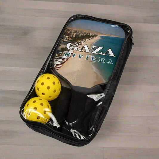 Gaza Riviera Pickleball Kit – Paddle & Balls Set for Beach Fun Printify