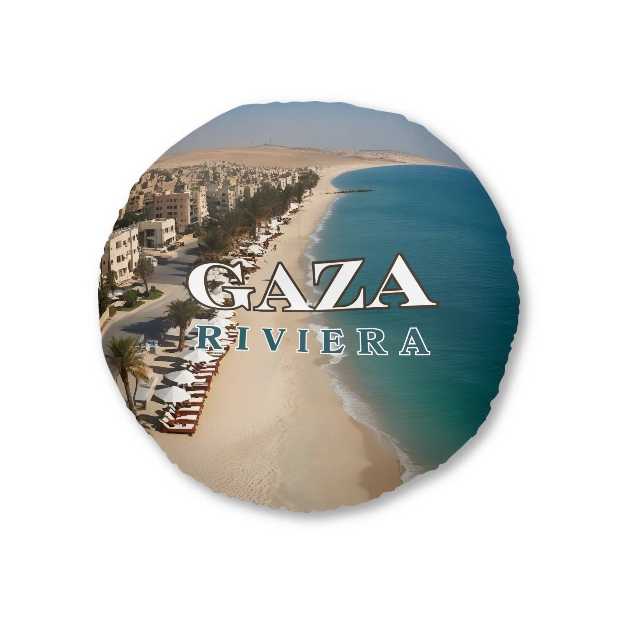 Gaza Riviera Tufted Floor Pillow - Coastal Round Decor Printify