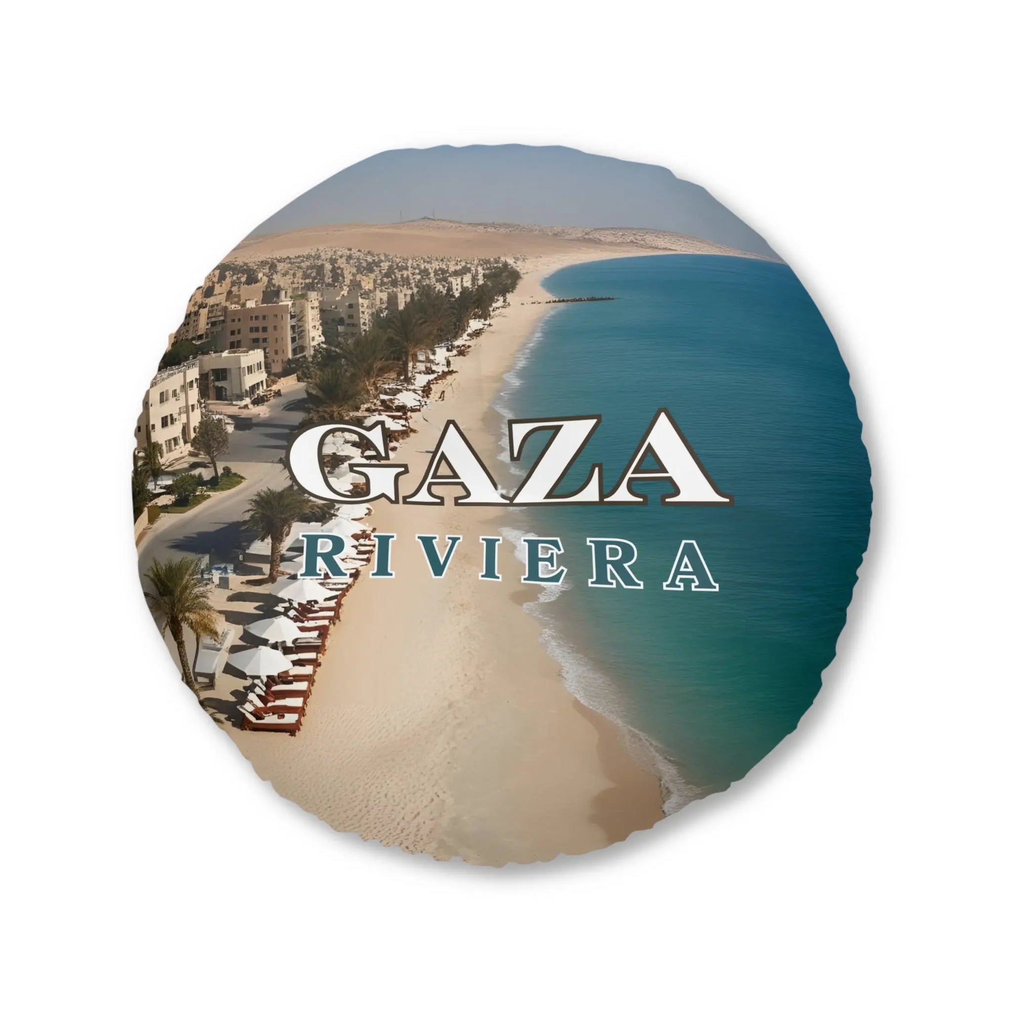 Gaza Riviera Tufted Floor Pillow - Coastal Round Decor Printify