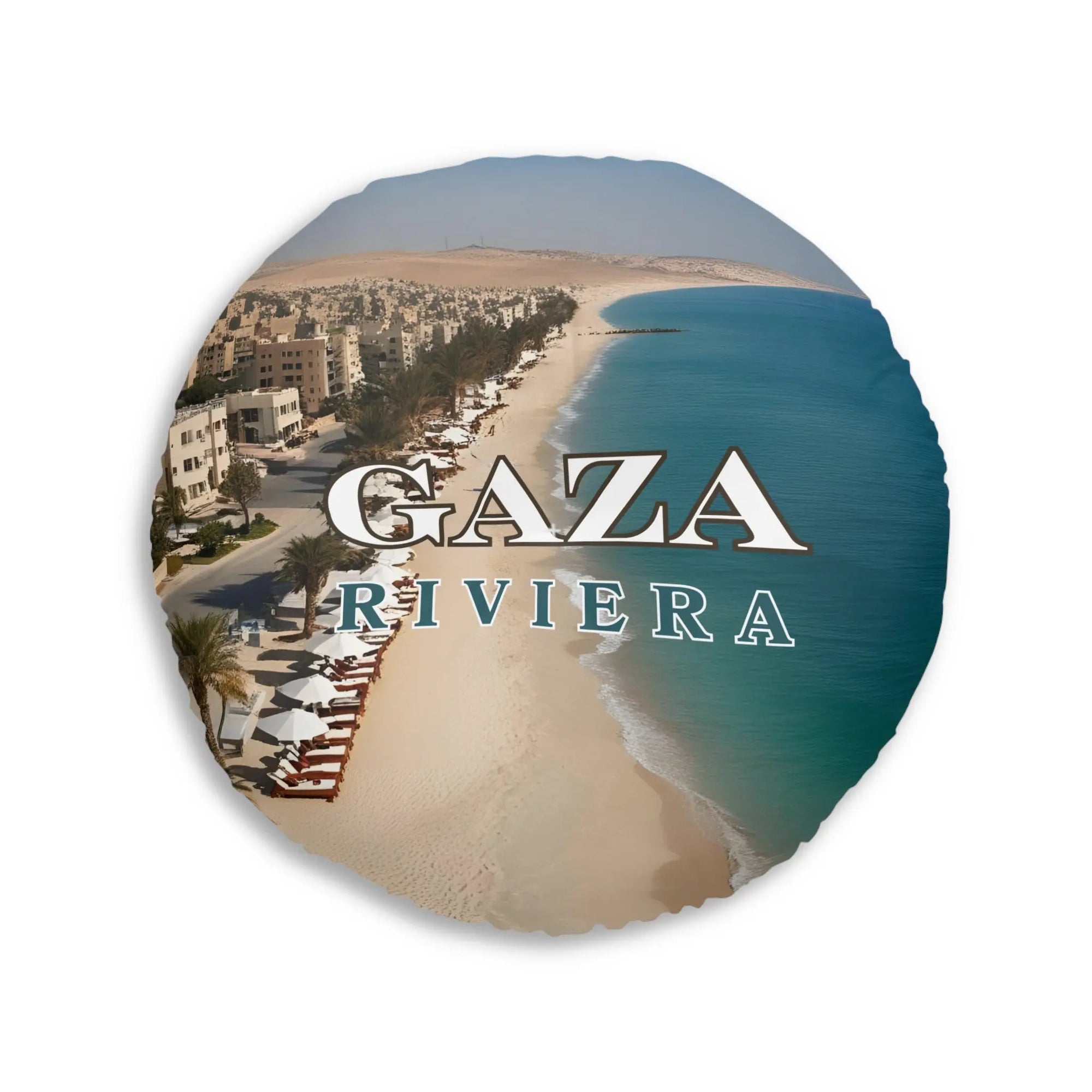 Gaza Riviera Tufted Floor Pillow - Coastal Round Decor Printify