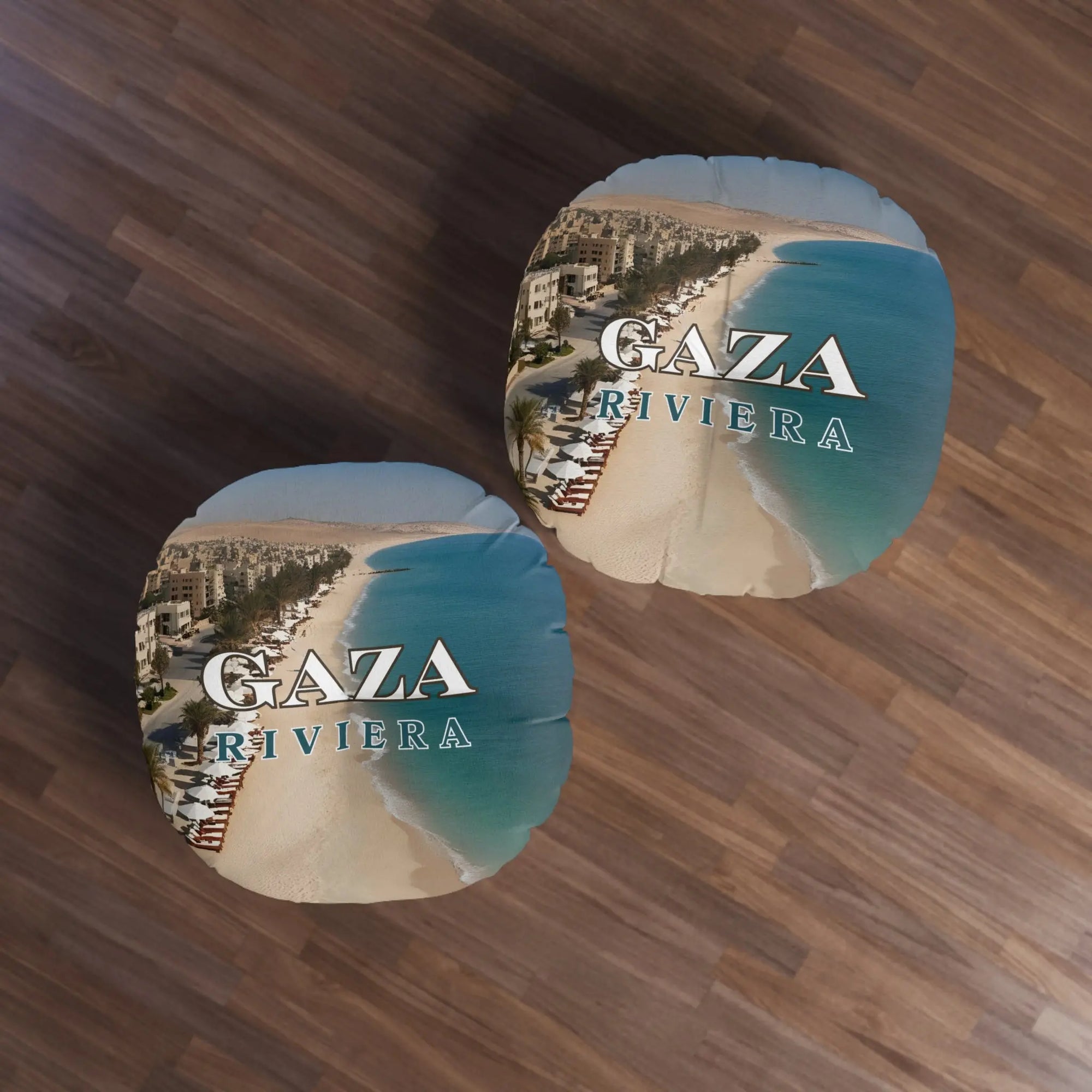 Gaza Riviera Tufted Floor Pillow - Coastal Round Decor Printify