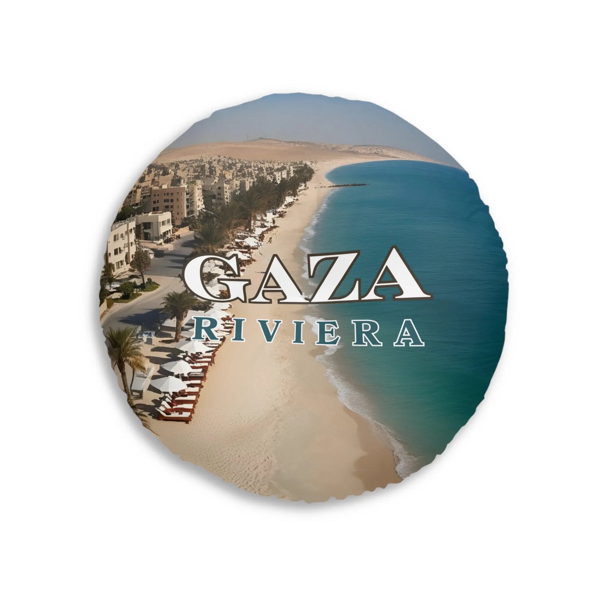 Gaza Riviera Tufted Floor Pillow - Coastal Round Decor Printify