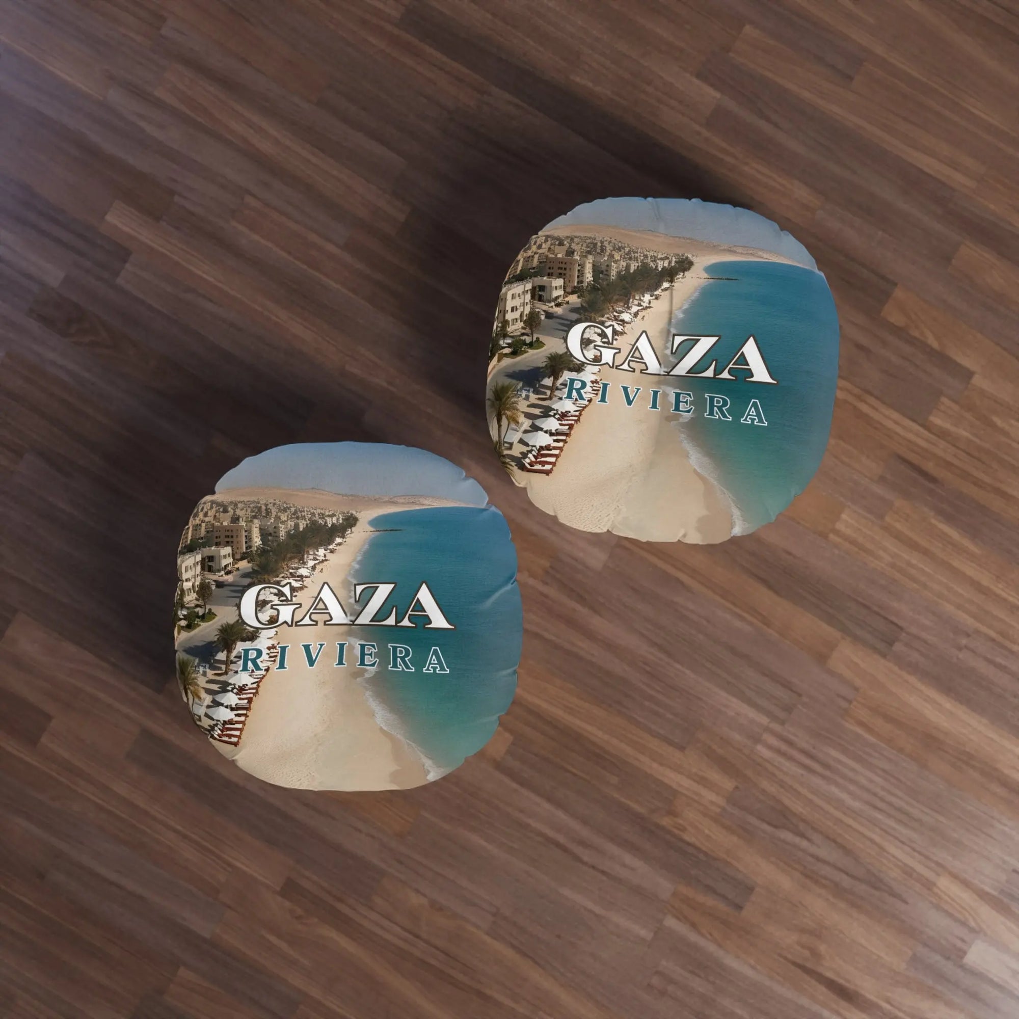 Gaza Riviera Tufted Floor Pillow - Coastal Round Decor Printify