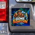 Gone Squatchin' Bigfoot Fishing Car Magnet | Funny Sasquatch Bumper Magnet