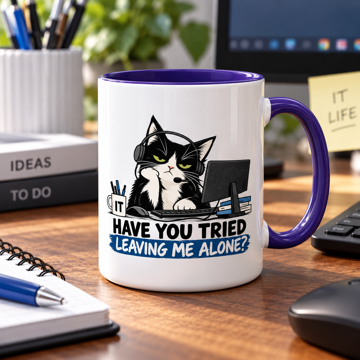 Have You Tried Leaving Me Alone? IT Cat Mug | Funny Office & Tech Support Coffee Mug