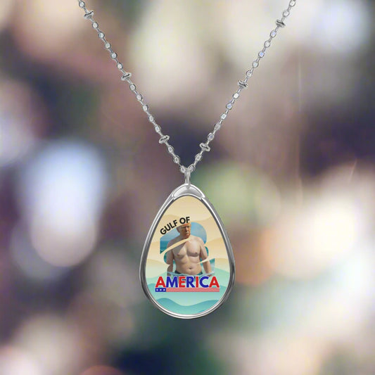 Gulf of America Oval Necklace - Coastal Vibe Jewelry Printify