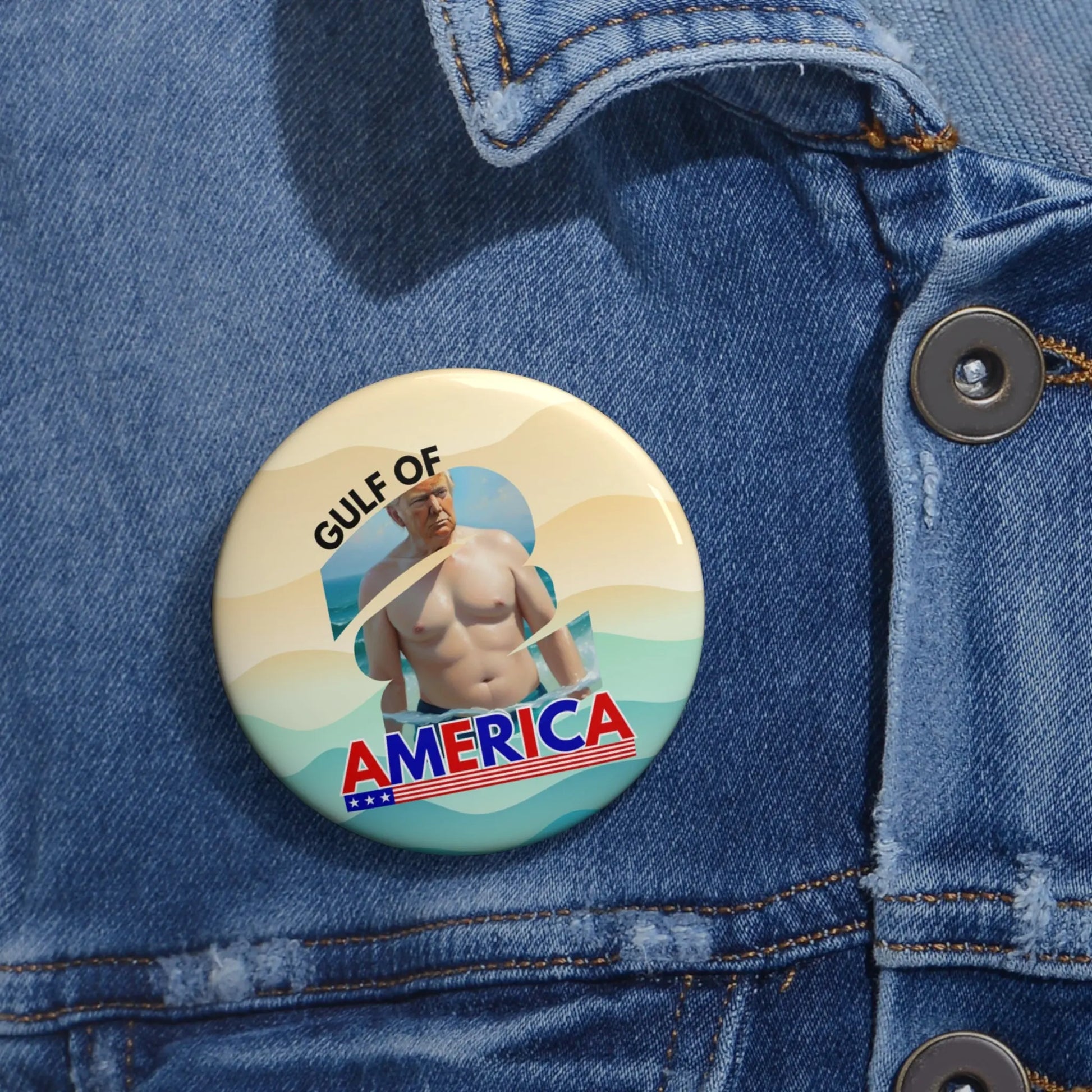Gulf of America Pin Buttons - Fun & Playful Badge Printify