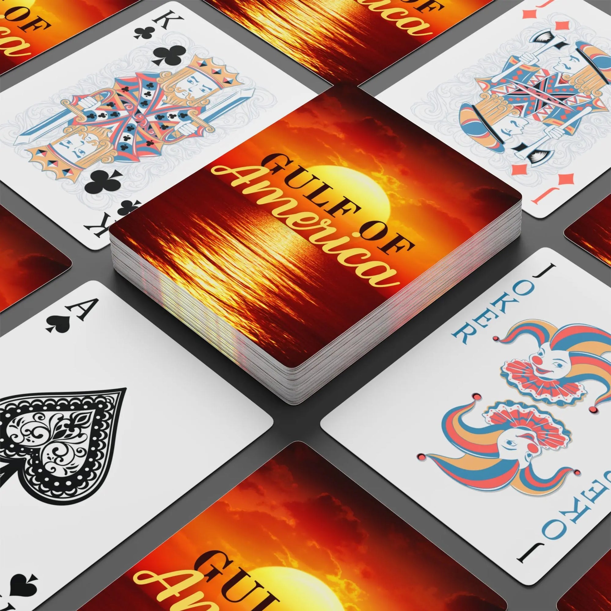 Gulf of America Poker Playing Cards - Scenic Sunset Design Printify