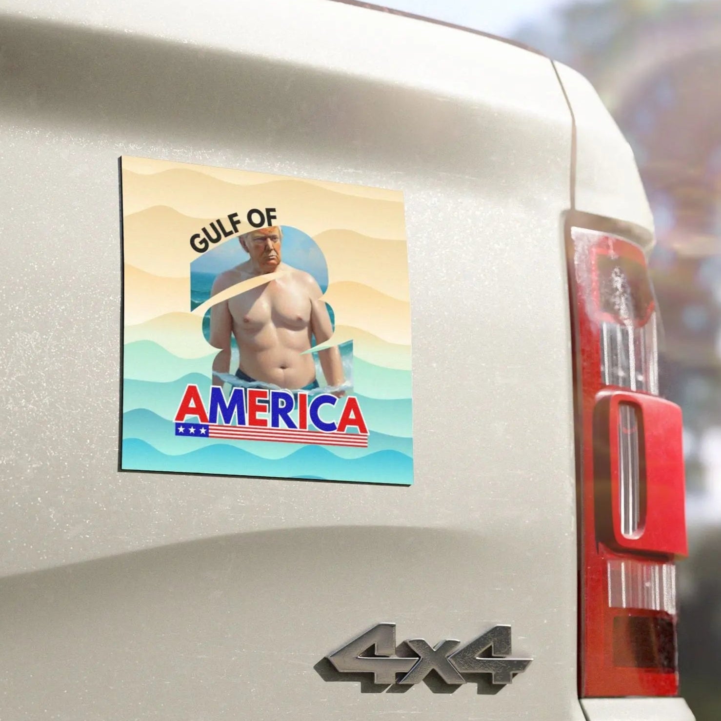 Humorous Car Magnet - Gulf of America with Donald Trump's Image Printify