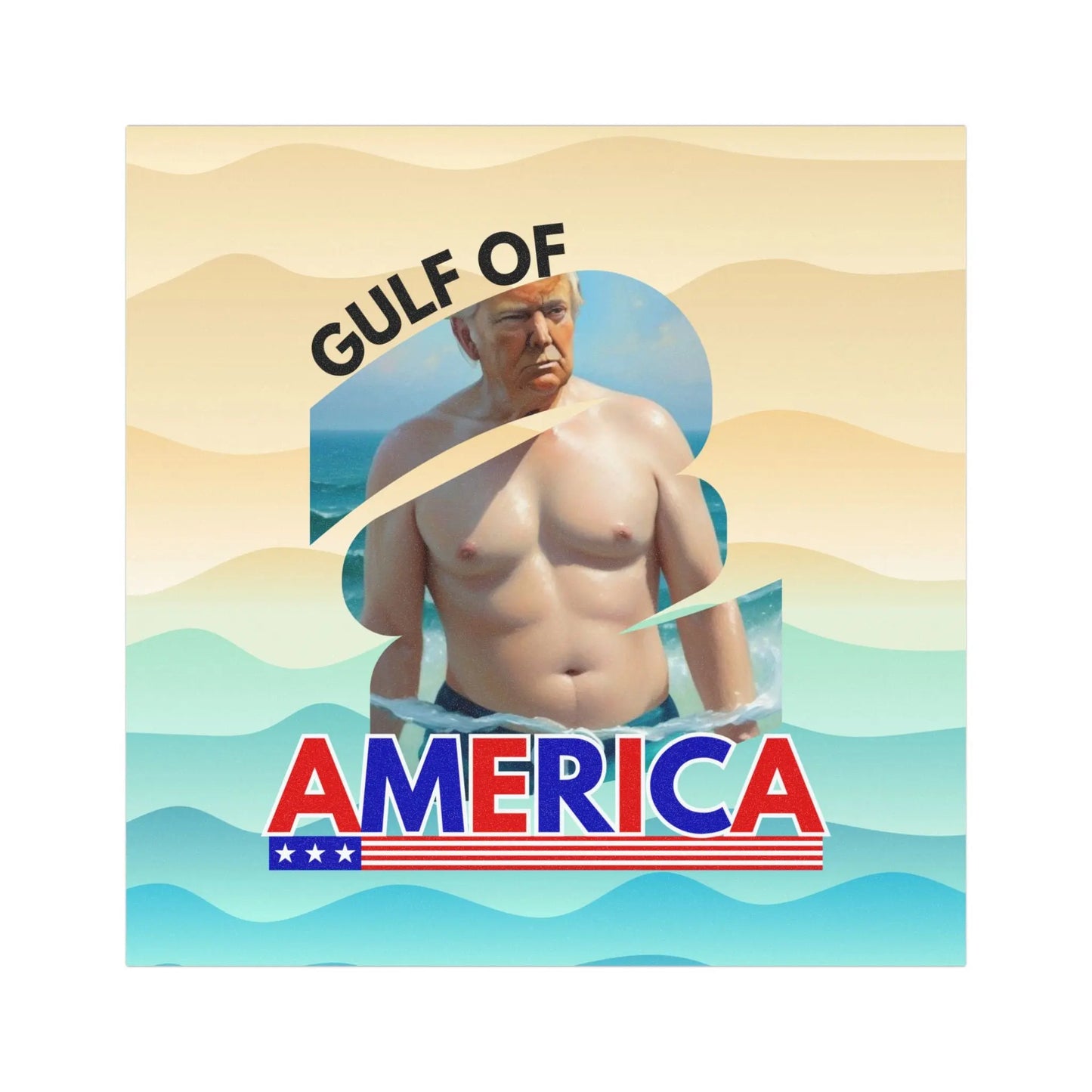 Humorous Car Magnet - Gulf of America with Donald Trump's Image Printify
