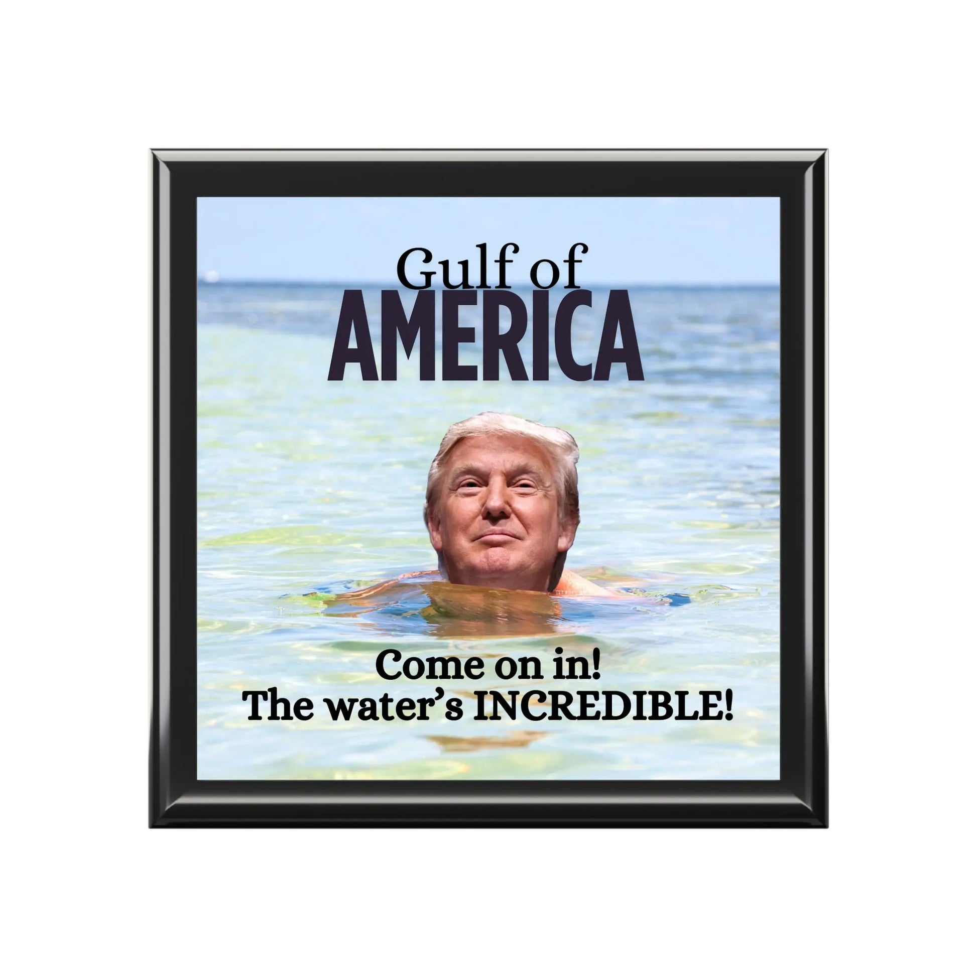 Humorous Jewelry Box - Gulf of America Design with Virtual Swimming Trump Printify