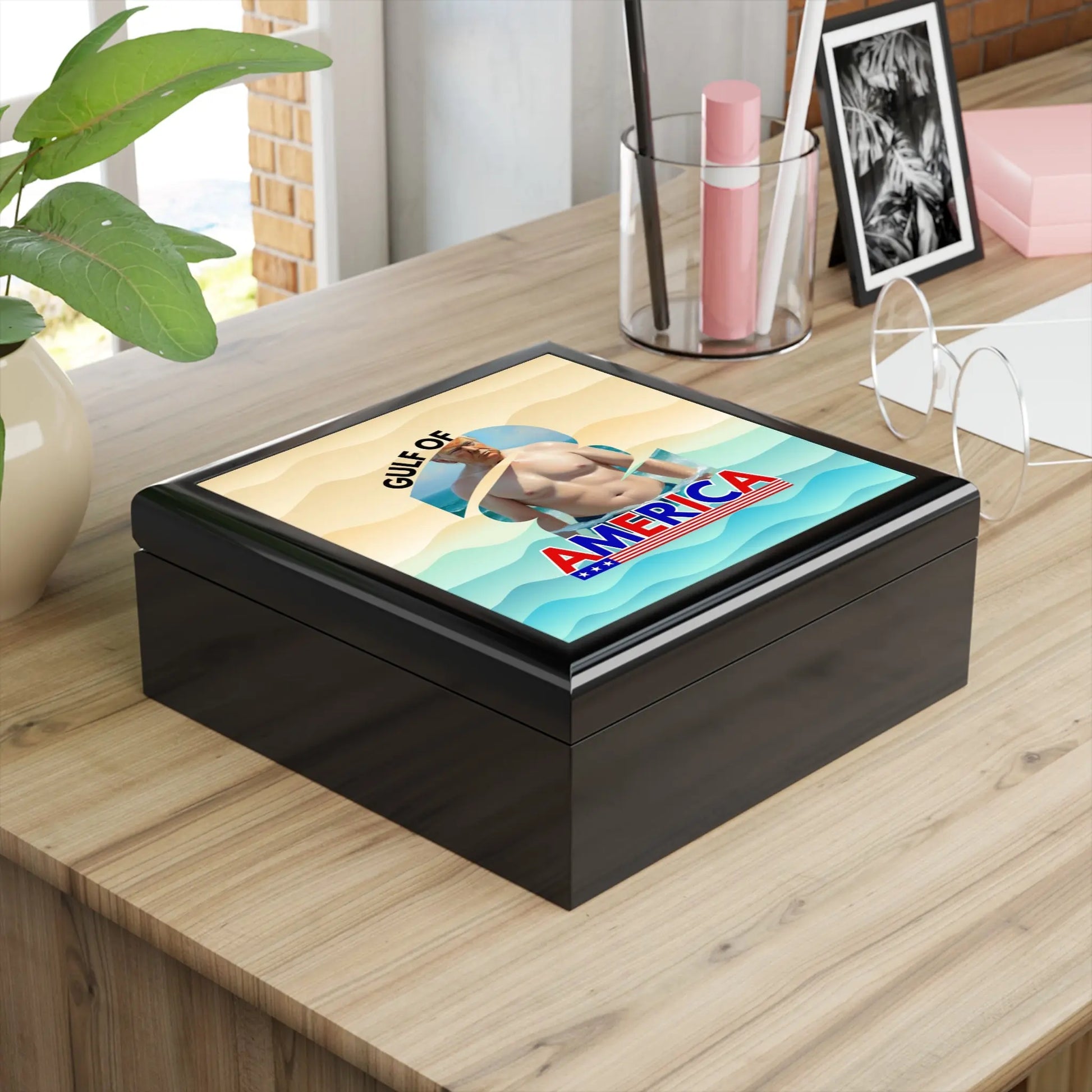 Humorous Jewelry Box - 'Gulf of America' Design for Unique Gift Ideas Printify