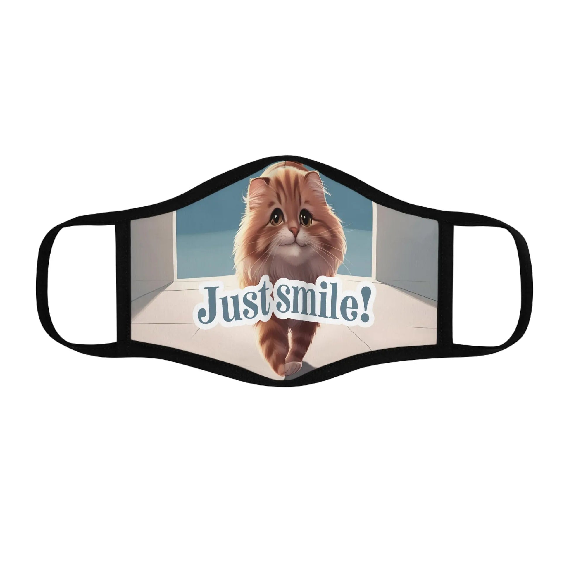 Just Smile Cat-Themed Fitted Polyester Face Mask Printify