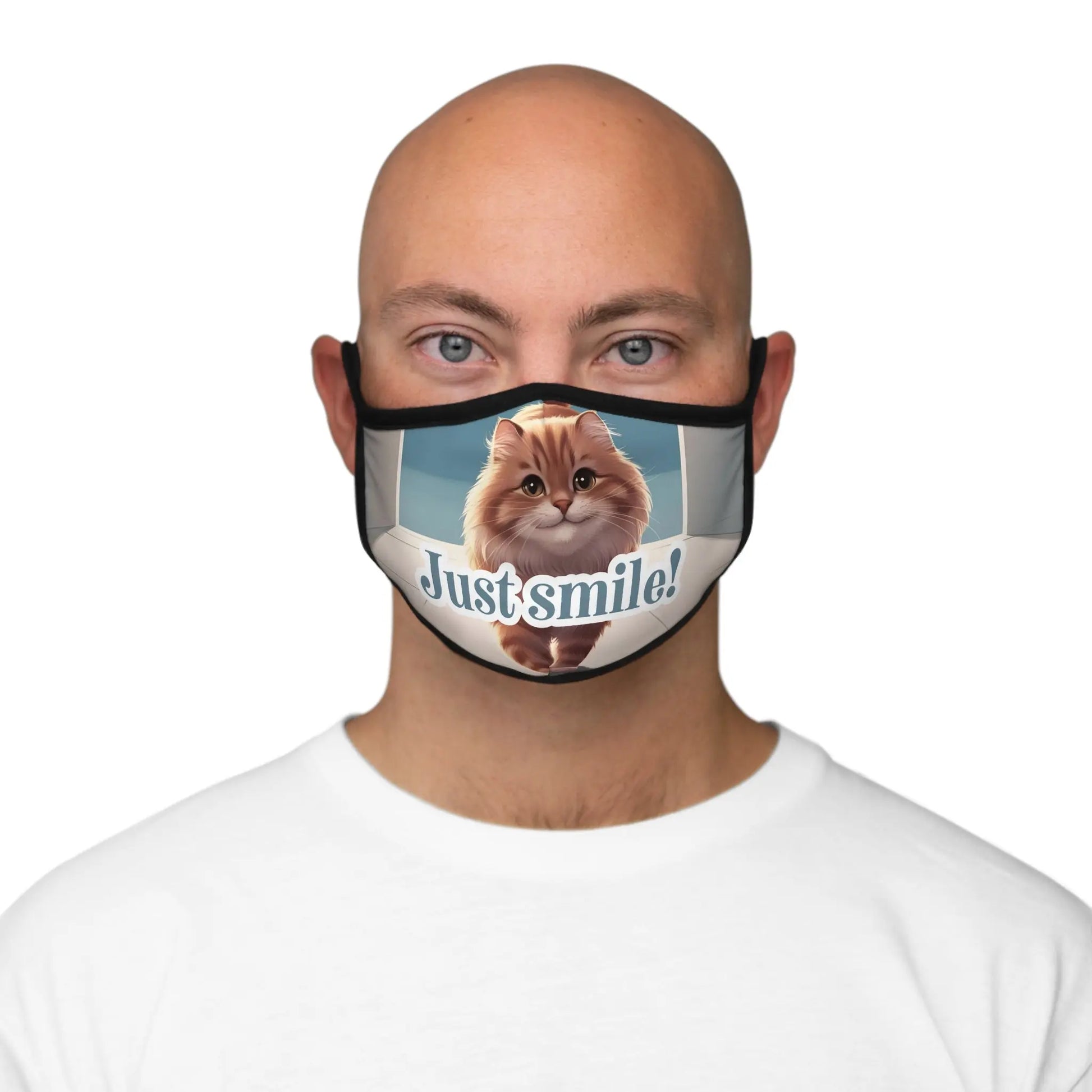 Just Smile Cat-Themed Fitted Polyester Face Mask Printify