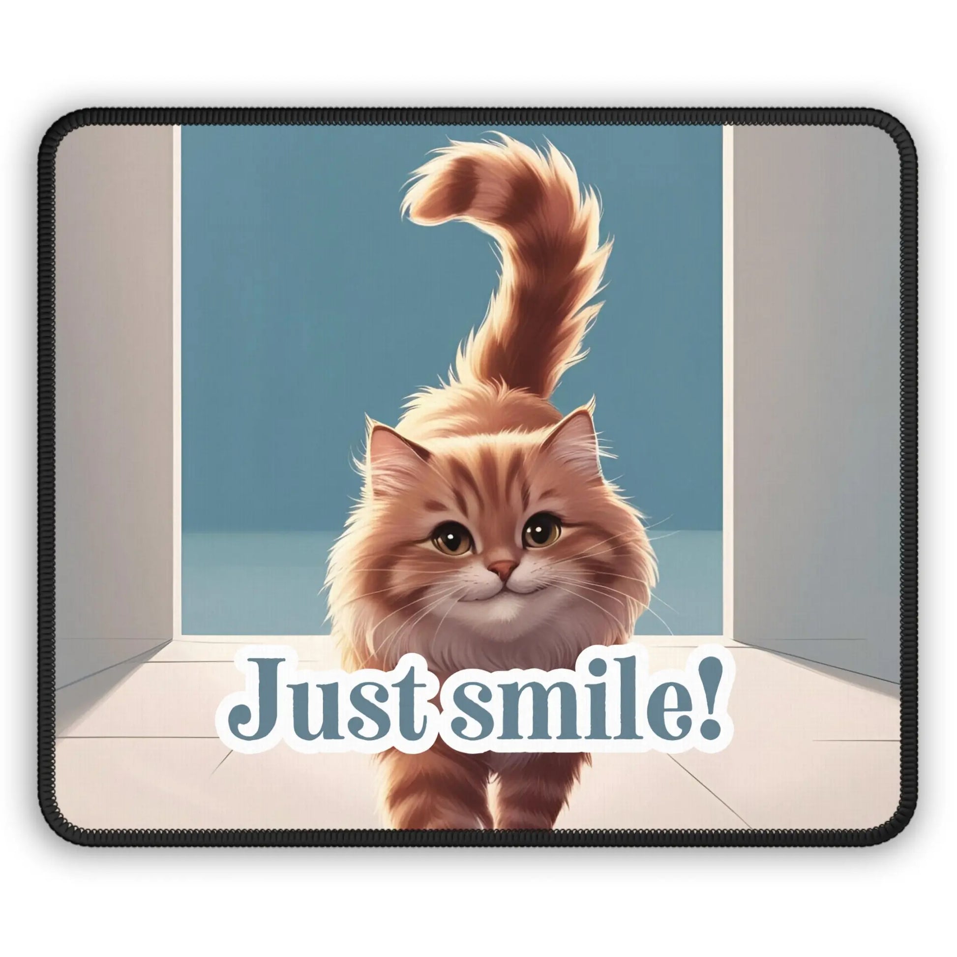 Just Smile! Cat Gaming Mouse Pad - Cute Desk Accessory Printify