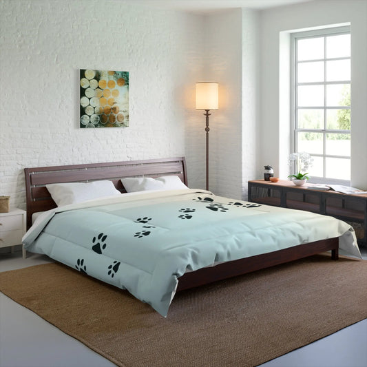 Kitty Tracks Comforter - Cozy Pet Lover Bedding Printify