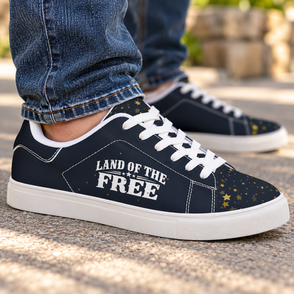 Land of the Free Patriotic Political Humor Low-Top Sneakers