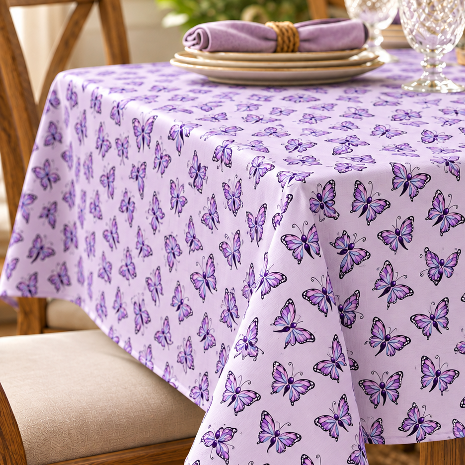 Purple Semicolon Butterfly Suicide Prevention Awareness Tablecloth | Hope & Mental Health Awareness Decor