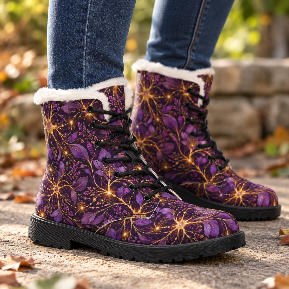 Beautifully Miswired Purple Neuron Boots | Epilepsy Awareness Women's Winter Boots