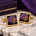 Purple Brain Circuit Epilepsy Awareness Cufflinks