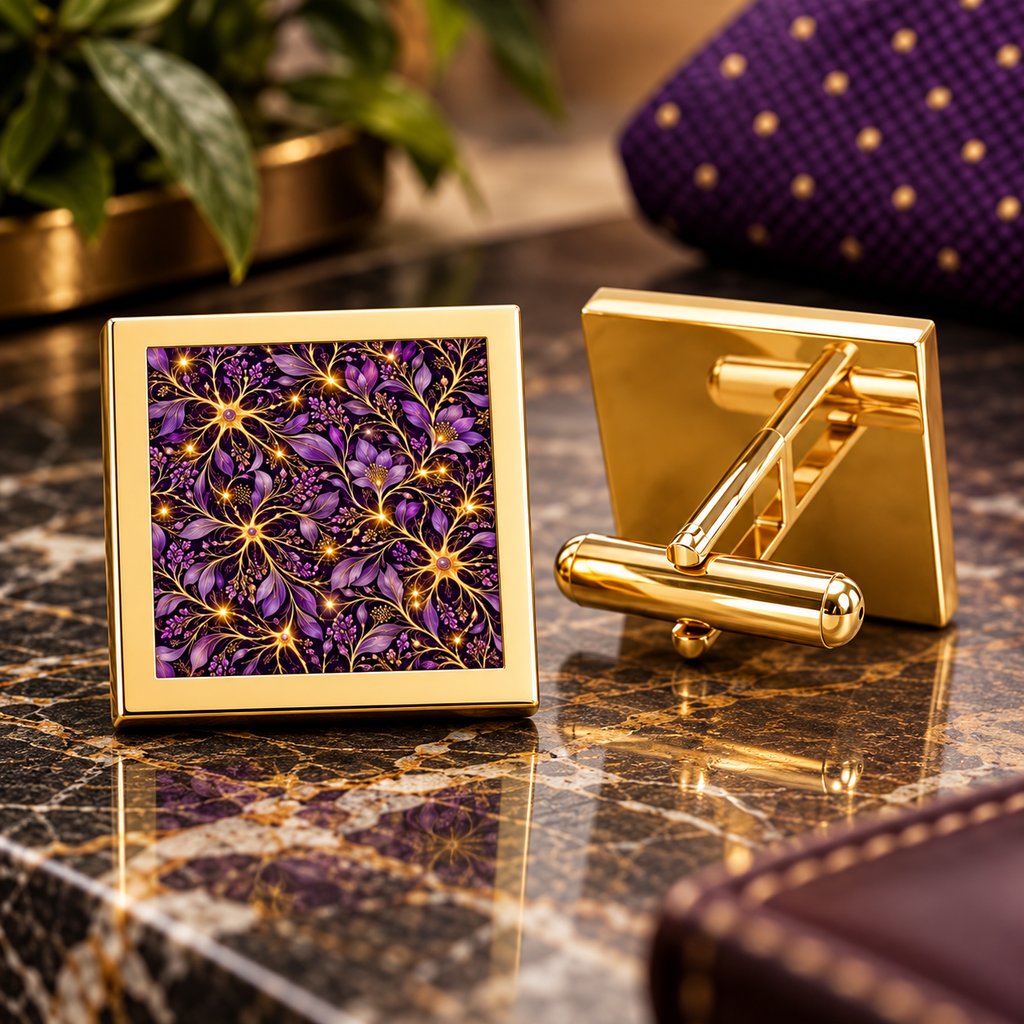 Beautifully Miswired Purple Neuron Floral Cufflinks | Epilepsy Awareness
