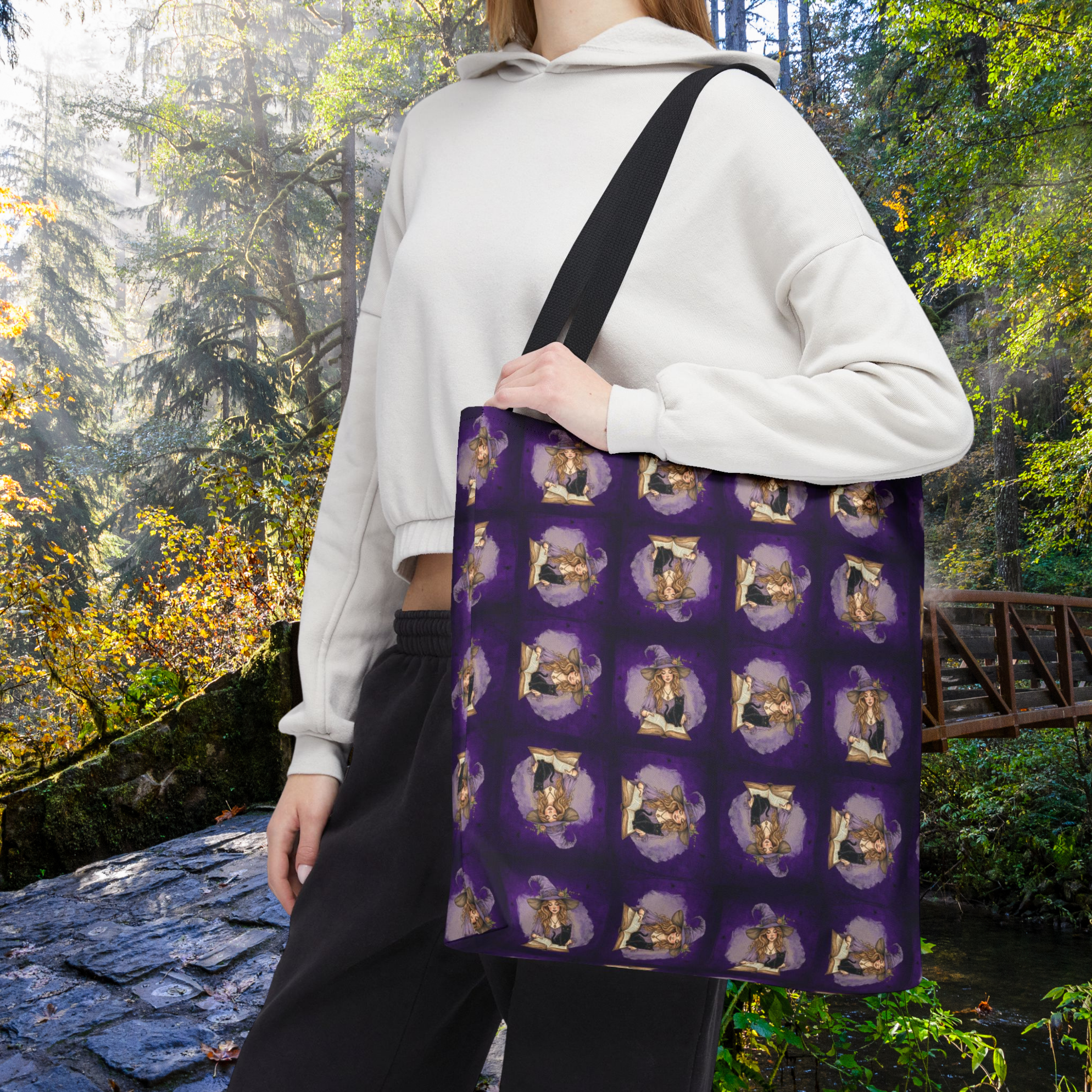 Vibrant Witchy Cat Lady Tote Bag