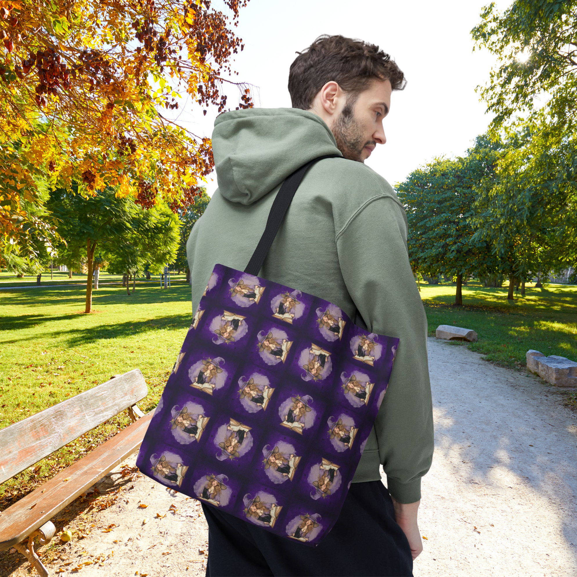 Vibrant Witchy Cat Lady Tote Bag