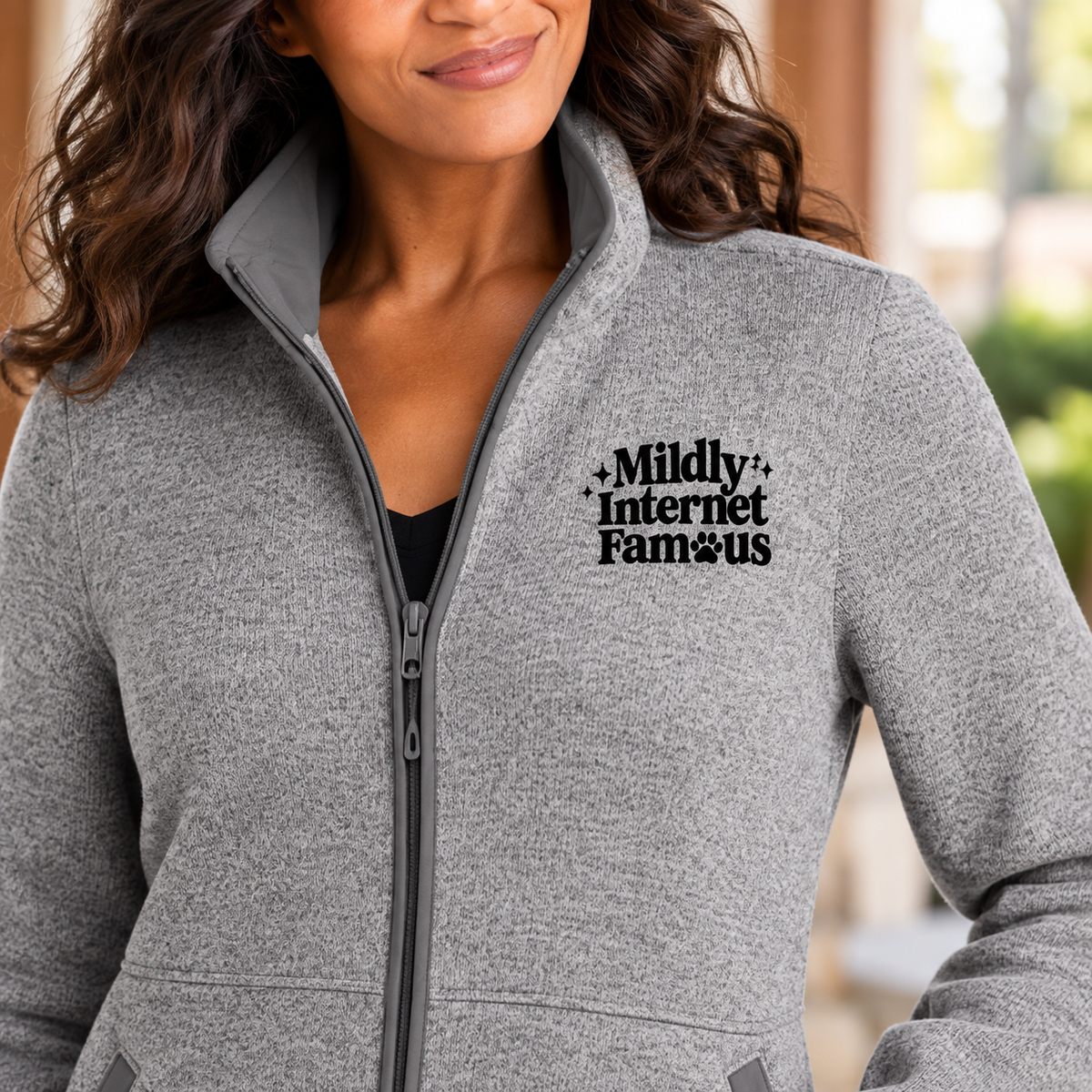 Mildly Internet Famous Women's Long Fleece Jacket | Funny Cat Lover Jacket