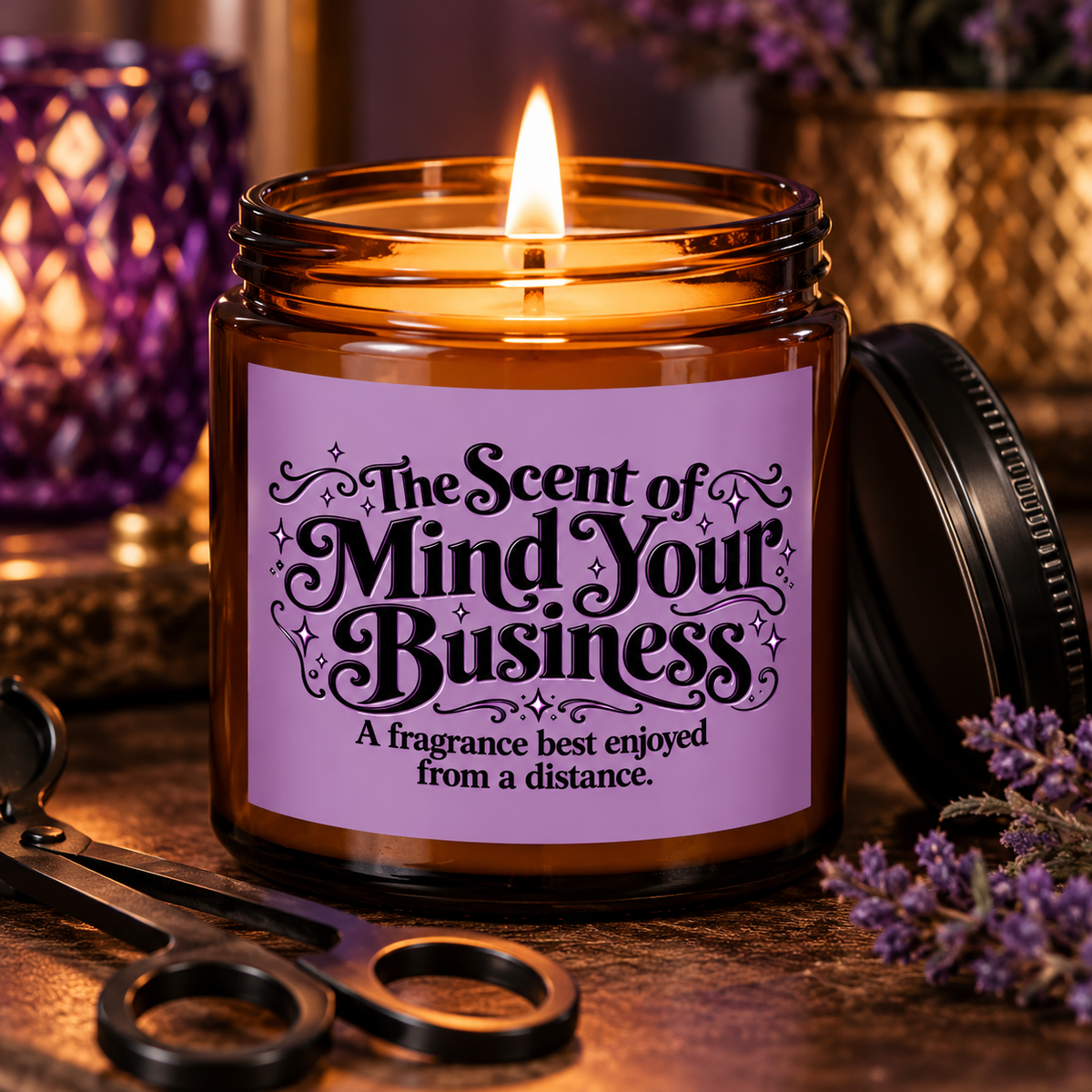 The Scent of Mind Your Business Scented Candle & Wick Trimmer Gift Set | Funny Sarcastic Candle