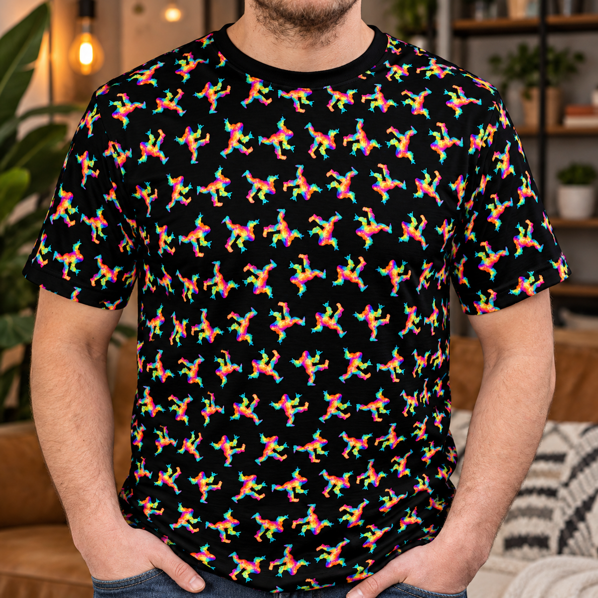 Psychedelic Bigfoot All-Over Print T-Shirt | Rainbow Sasquatch