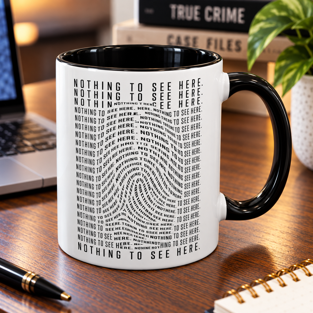 Nothing to See Here Mug | Hidden Fingerprint True Crime & Social Media Coffee Cup (11/15oz)