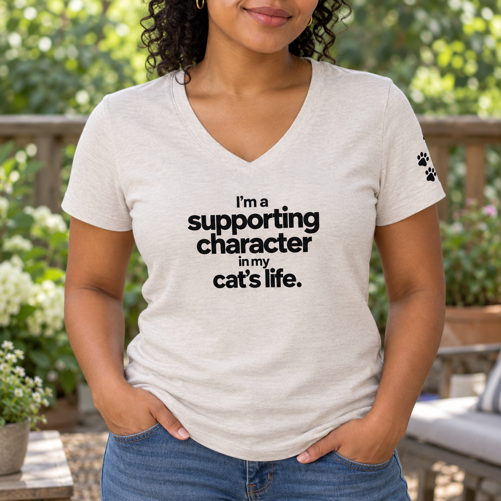 Supporting Character in My Cat’s Life Women’s V-Neck Tee